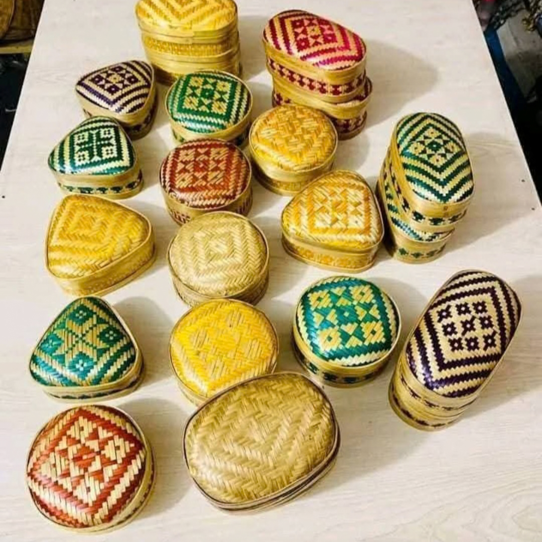 Handcrafted Multicolor Bamboo Decorative Storage Boxes