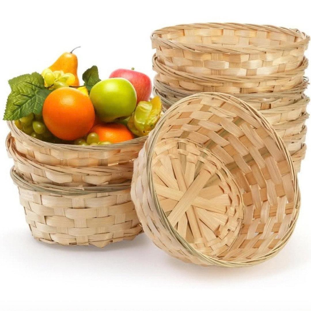 Handcrafted Natural Bamboo Fruit & Storage Basket Set