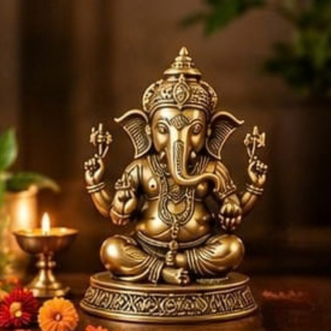Premium Antique Golden Lord Ganesha Idol